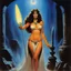 Placeholder: [art by Russ Meyer] Deep within the forsaken crypts, the beautiful Circe, a formidable goddess, with a mortal woman’s voice. She is the sister of the baleful Aeetes, both being children of the Sun who lights the world, by the same mother. Her twin blades gleaming with the light of long-forgotten power. Before her, a swarm of feral demons snarls and claws, but they dare not advance. Her helm, adorned with the curved horns of a conquered beast, hides the scars of a thousand battles.