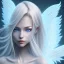 Placeholder:  beautiful, soft, smiling face, blue and brilliant atmosphere, long straight blond hair, big fairies transparent wings in the back