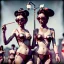 Placeholder: Ultra Realistic photo, medium shot view, geisha women, carnival scene, futuristic steampunk. hair monster, Drunken, Sunglasses, smoking, happy, hot. Cabaret background, highly detailed, concept art, unreal engine 5, ray tracing, RTX, lumen lighting, ultra detail, volumetric lighting, 3d, finely drawn, high definition, high resolution.