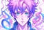 Placeholder: An anime man with messy short pink hair and narrow blue eyes with octopus tentacles.