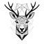 Placeholder: Poly line geometric deer face, engraved, black and white, clean white background