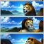 Placeholder: anthropomorphic Lion Warrior, realistic, HD4k, watery cloud background, close up shot,
