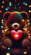 Placeholder: a teddy bear holding a glowing heart, teddy bear, cute colorful adorable, glowing background, amazing colorful background, solid dark background, backround dark, beautiful colorful lights, bear, rainbow background, beautiful kawaii lighting, beautiful iphone wallpaper, pure color background, beautiful wallpaper, colorful background, neon background, aesthetic cute with flutter, amazing wallpaper, colourful background
