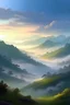 Placeholder: turn this into a beautiful hills and fog scenery, magical, painting quality