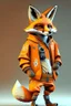 Placeholder: Fox character dressed in tech clothing in orange, in 3D realistic