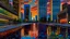 Placeholder: A cityscape at dusk, capturing the play of light on skyscrapers and reflecting pools, painted with a realistic and colorful touch. Realistic, Colorful Art, Paint, Fujifilm X-T3, 35mm wide-angle lens, f/1.8 aperture, evening, urban, Oil on Canvas.