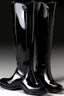 Placeholder: Man's long black varnished boots