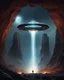 Placeholder: a ufo spaceship raise up through the chasm of the underworld