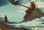 Placeholder: digital painting of the odyssey quest with the mythos cyclops by homer, in the style of hokusai and van gogh