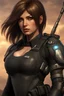 Placeholder: 12k wallpaper of Arina- 34 years old woman, mercenery, fierce and stunning, Bobcut brown hair, athletic, wearing black combat clothes in sci-fi world - HDR quality - trending in artstation, ultra realistic, highly detailed neck, highly detailed face