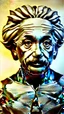 Placeholder: Albert Einstein, detailed and intricate calligraphy ink painting of a "cyborg Mad Scientist" holding beakers, outer space Background cosmic fractals, dystopian, concept art, unreal engine 5, god rays, ray tracing, RTX, lumen lighting, ultra detail, volumetric lighting, 3d, finely drawn, high definition, high resolution. award-winning: professional portrait: atmospheric: commanding: fantastical: clarity: 16k: ultra quality: striking: brilliance: stunning colors: amazing depth: masterfully crafted