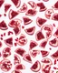 Placeholder: pomegranate slices are scattered on a white background