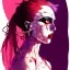 Placeholder: singer Danish MØ face, punk, hyper detailed, intricately detailed, illustration by <asaf hanuka> <kilian eng> <Yoji Shinkawa> <Katsushika Hokusai>, purple tones, darkred tones,