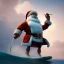 Placeholder: Santa standing of surfboard surfing a big wave, surfboard, beach, character design by cory loftis, fenghua zhong, ryohei hase, ismail inceoglu and ruan jia. unreal engine 5, artistic lighting, highly detailed, photorealistic, fantasy