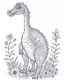 Placeholder: A small dinosaur made of flowers and water. Art drawing ; link , super detailed, line art, vector, svg, coloring book, coloring book page style,