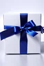 Placeholder: one white gift box with electric blue bow like finnish flag