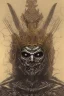 Placeholder: Realistic geometric anime black metal corpsepaint Slipknot mask god with golden crown