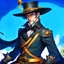 Placeholder: White male with a top hat and BLUE hair and blue eyes