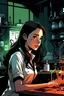 Placeholder: A brunette girl in a chem lab gets poisoned undramatically