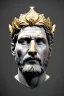 Placeholder: Ultra Realistic image, Roman sculpture, white marble material, Lionel Messi, gold Laurel leaves wreath, god crown, baroque ornaments, one gold star in heart, sun ornament, sun rays background, chisel style, waist up portrait, emperor style, epic, celestial, cinematic lighting, God light, god rays, 4k resolution, smooth details, ornate details, soft lighting, unreal engine 5, art station, substance 3d.