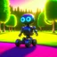 Placeholder: the cute adorable advanced carbon bot with child stroller, on a race track through the seasons, hills and trees, motion blur, 8k, downlight, soft light, depth of field, photorealism, trending on art station, lotsa detail