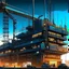 Placeholder: cyberpunk retro futuristic construction crain for comics