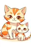 Placeholder: little cat cartoon play with brother and sister cat