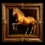 Placeholder: Caballo Palomino cuerpo completo obra de arte hiperredetallado arte renacentista pintura al oleo 8k marco del cuadro tallado en madera