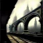 Placeholder: Train station on cliff, Gotham city, Neogothic architecture, by Jeremy mann, point perspective,