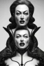 Placeholder: Joan Crawford as evil queen in black leather, busty, cleavage, dominatrix, curvy, angry, stern look. unreal 5, octane render, cinema4d, dynamic lighting, dramatic lighting, 4k, redshift render, highly detailed, hyper realistic,anthropomorphic black wolf long