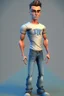 Placeholder: beautiful male 3d character for Animation big head lean body with tshirt and jeans