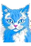 Placeholder: Adorable,Porträt einer bösen Katze von Van Gogh blau grob,pastel theme, white background