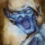 Placeholder: dungeons and dragons, fantasy, goblin, king, ochre skin, watercolour, blue nose, figure, pose, distinct face