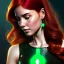 Placeholder: portrait of mary jane watson, red hair, green eyes, black tanktop, intricate, elegant, glowing lights, highly detailed, comic style, artstation, concept art, smooth, sharp focus, illustration, art by wlop, mars ravelo and greg rutkowski