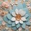 Placeholder: Floral mosaic collage of a flower made from pieces of tiles and broken pieces of porceline , soft hues, delicate craftwork. 8k, octane render.