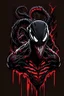 Placeholder: vector art, venom deadpool hybrid, illustration, black background, Vectorstock, flat