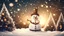 Placeholder: high quality, A magical image of a snowman,, where soft flakes gently fall from the sky. A majestic Christmas tree, adorned with twinkling lights, stands out in the scene. spreading Christmas joy. The gentle light from the stars and Christmas decorations creates a warm and enchanting atmosphere, capturing all the magic of Christmas.