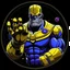 Placeholder: thanos flexing infinity gauntlet animated inside a medalion