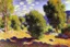 Placeholder: Sunny day with rocks and trees, claude monet impressionism painting