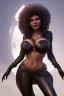 Placeholder: Pam Grier as evil queen in black leather, leather, busty, cleavage, angry, stern look. character design by cory loftis, fenghua zhong, ryohei hase, ismail inceoglu and ruan jia. unreal engine 5, artistic lighting, highly detailed, photorealistic, fantasy