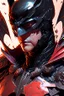 Placeholder: a close up of a person wearing a batman costume, batman mecha, black and reddish color armor, masayoshi suto and artgerm, heise-lian yan fang, by Ross Tran, cyberpunk batman, artgerm and ben lo and mucha, ross tran and bayard wu, ornate gothic armor, by Ye Xin