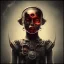 Placeholder: a little girl with a cyborg brain and a lot of red liquid, steam punk, scary, horror, realistic, made in octane, cinematic, ultra-realistic, extremely detailed octane rendering, 8K, VRAY Super Real ar 2:3, dof photorealistic futuristic 50mm lens hard lighting dark gray tintype photograph, realistic lighting, sephia colors