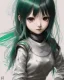 Placeholder: Detailed anime child girl, green hair, black and green dragon scale armour, intricate details, full body portrait, keep head in frame, slight smile, black Japanese motif, concept art, highly detailed, digital painting, concept art, sharp focus, illustration, art by Yoji Shinkawa, WLOP and greg rutkowski and alphonse mucha and artgerm and yanjun Chen and Junji ito and Makoto Shinkai, HDR, octane render