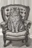 Placeholder: drawing, nice cat in chair, extrem detailed, sharp contour, stunning