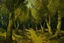 Placeholder: A dark yellow olive jungle painted by Vincent van Gogh