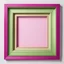 Placeholder: Square picture frame in magenta with green on light background