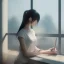 Placeholder: female student studying by the window, anime style, unreal engine 5, sun light, studio lighting --ar 1:1 --v 4