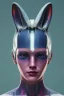 Placeholder: Medium Close Up Portrait, Front image. cyberpunk, rabbit mask, sweet woman, short hair. latex suit. Pink, silver, blue, color. Dior style. Color background, photo studio. highly detailed, concept art, smooth, unreal engine 5, ray tracing, RTX, lumen lighting, ultra detail, volumetric lighting, 3d, finely drawn, high definition, high resolution.