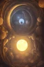 Placeholder: abstract, Moon like lamp in a dwarven mine underground, dungeon