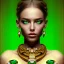 Placeholder: fullbody portrait of beautiful booty young busty atletic amazon woman with big green emerald eyes crying gold with big emeralds necklace by Gustav Klimt 8k